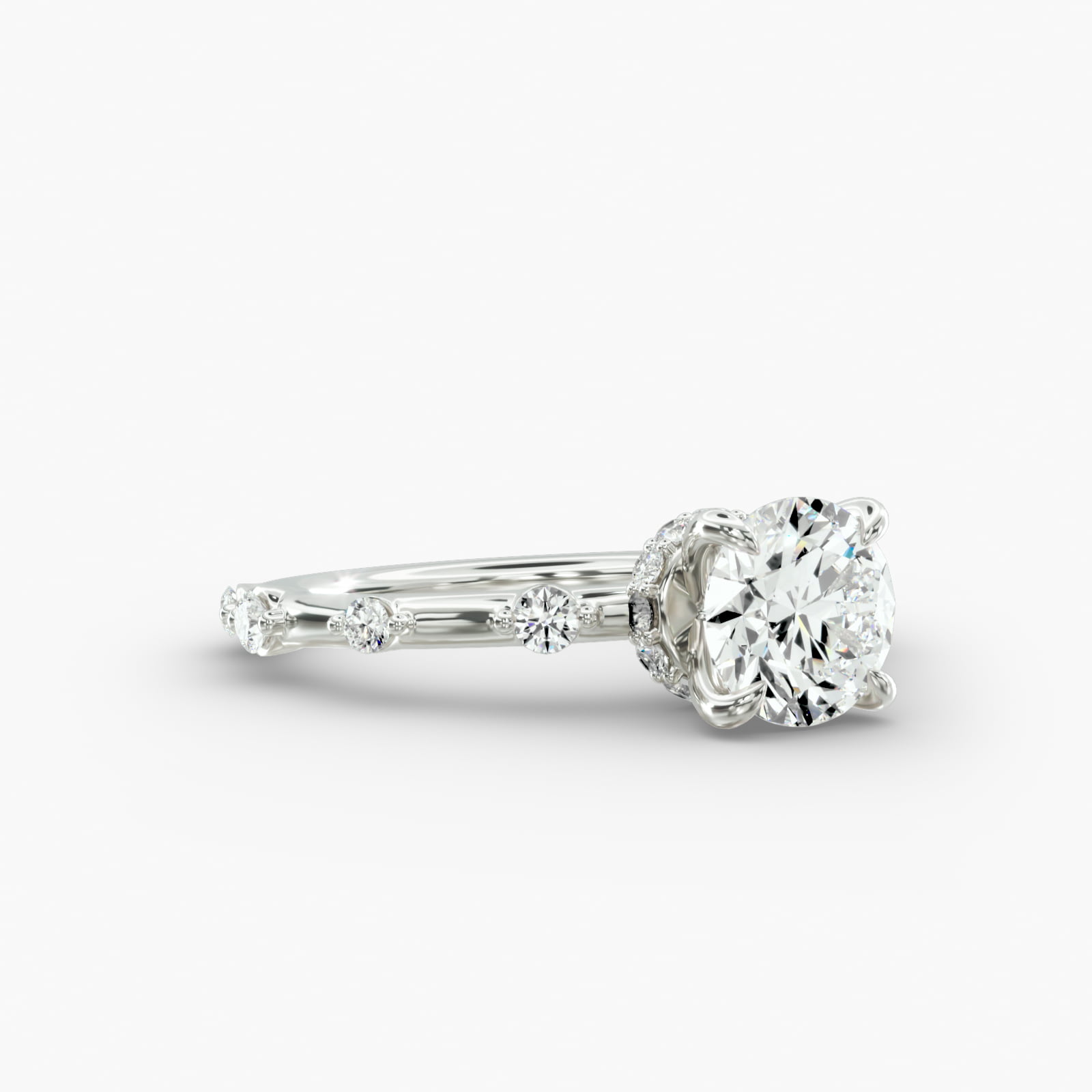 Floating Station Engagement Ring Hidden Halo Head