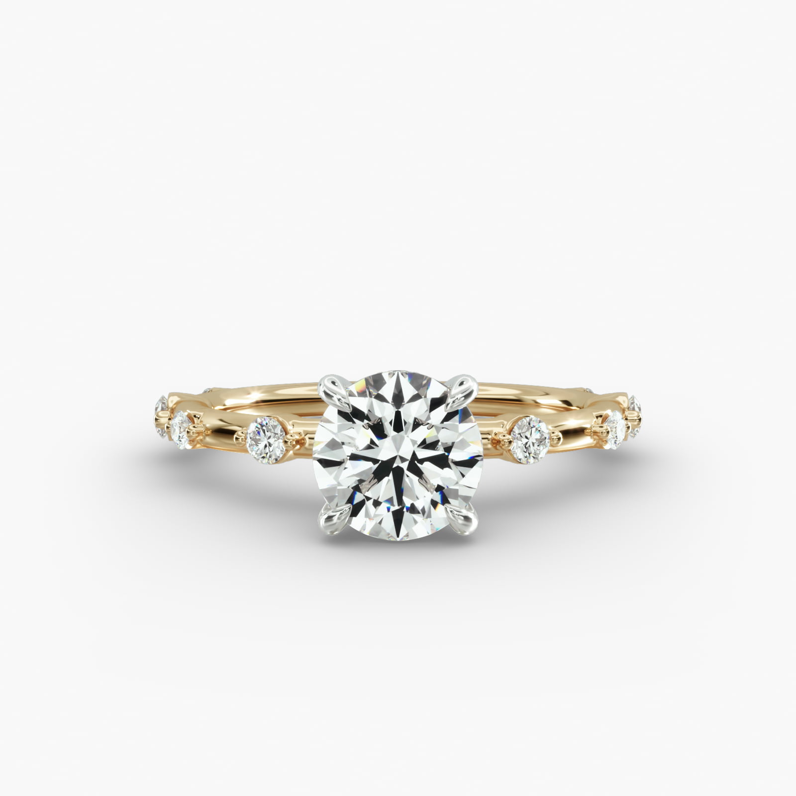 Floating Station Engagement Ring Hidden Halo Head