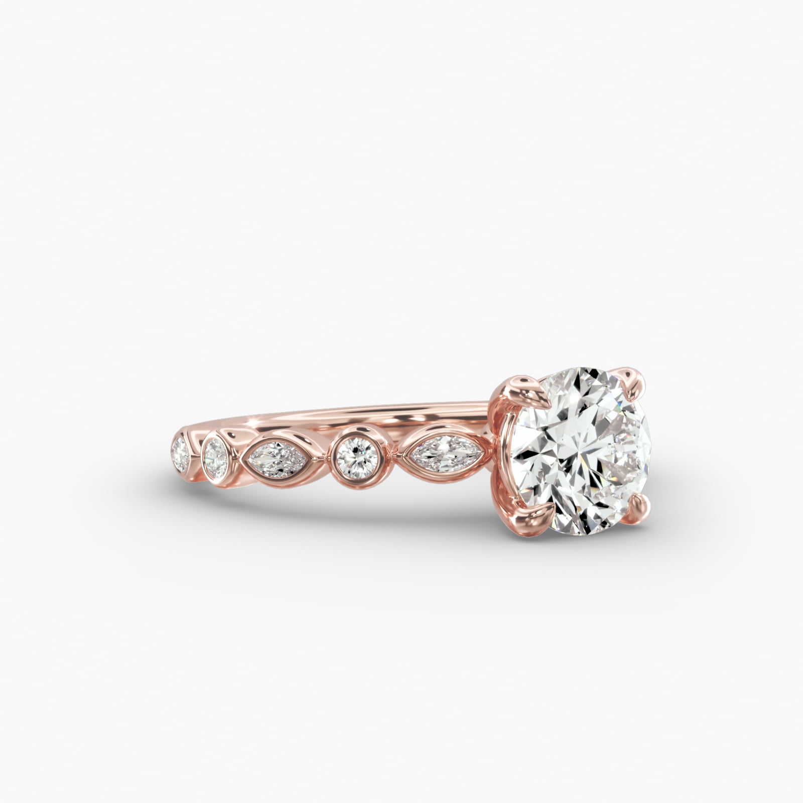 Alternating Marquise Engagement Ring Classic Basket Head