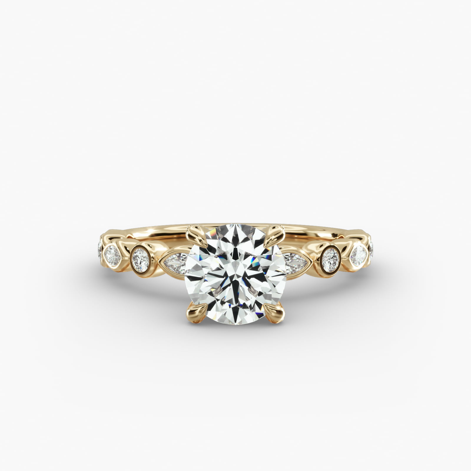 Alternating Marquise Engagement Ring Diamond Tulip Head