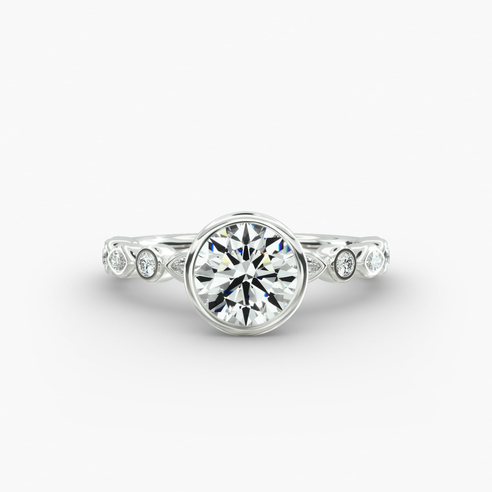 Alternating Marquise Engagement Ring Classic Bezel Head