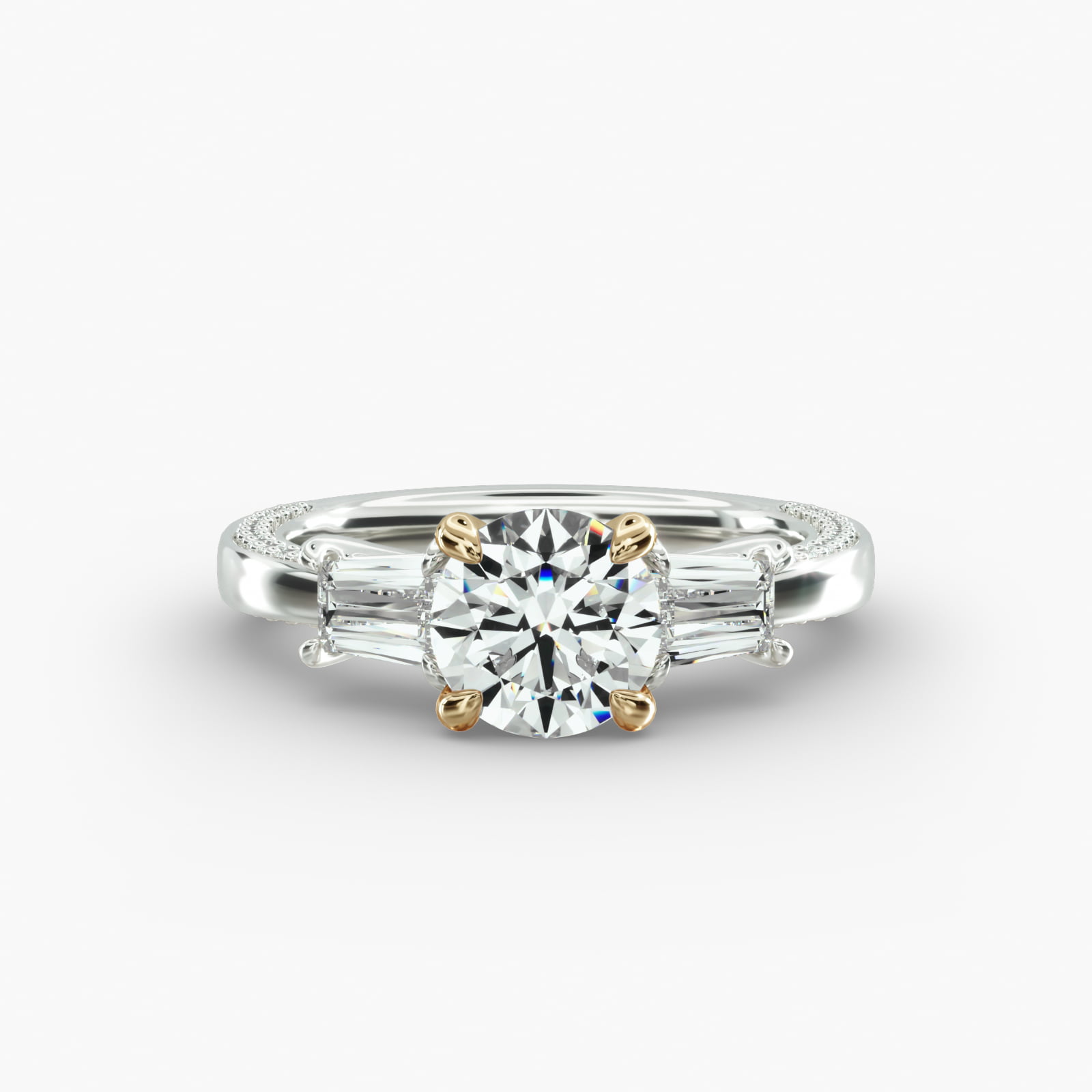 Three-Stone Engagement Ring Classic Basket Head