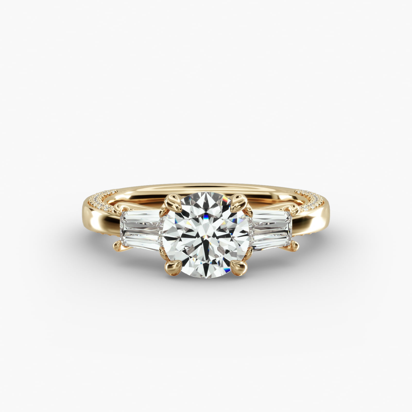 Three-Stone Engagement Ring Classic Basket Head