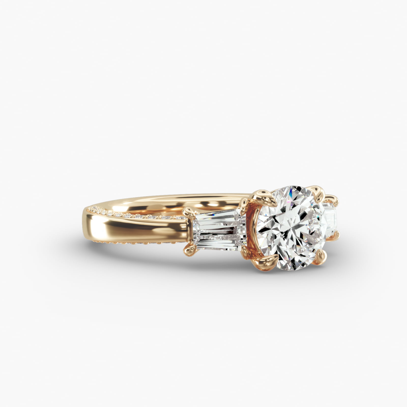 Three-Stone Engagement Ring Classic Basket Head