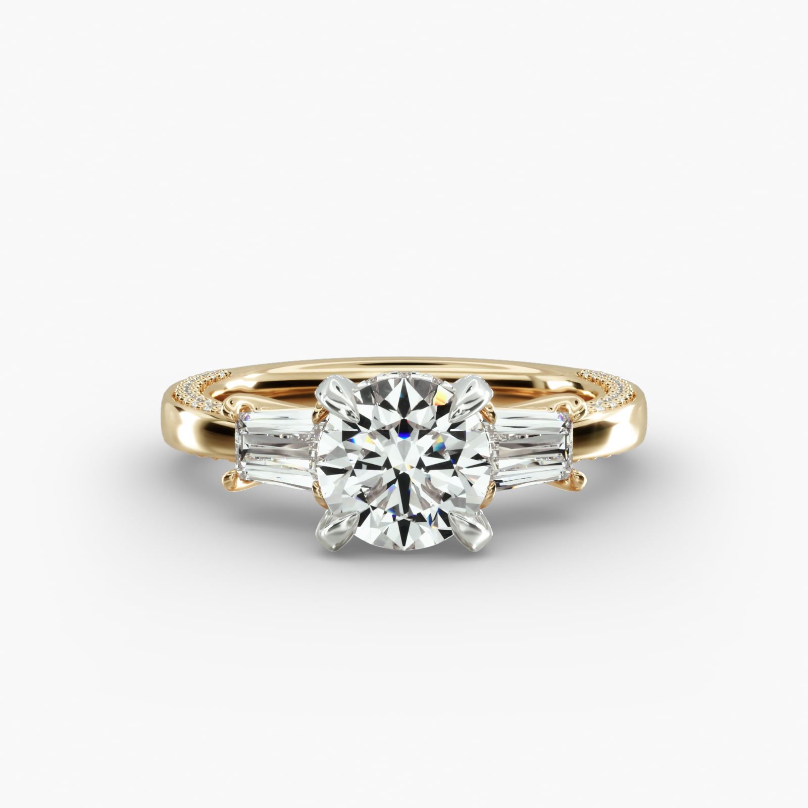 Three-Stone Engagement Ring Diamond Basket Head