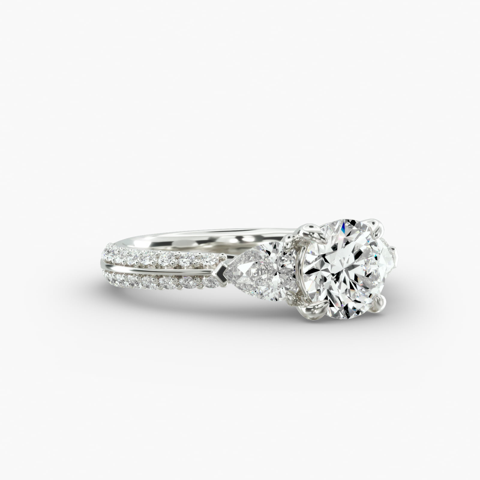 Knife Edge Pavé Engagement Ring Classic Basket Head