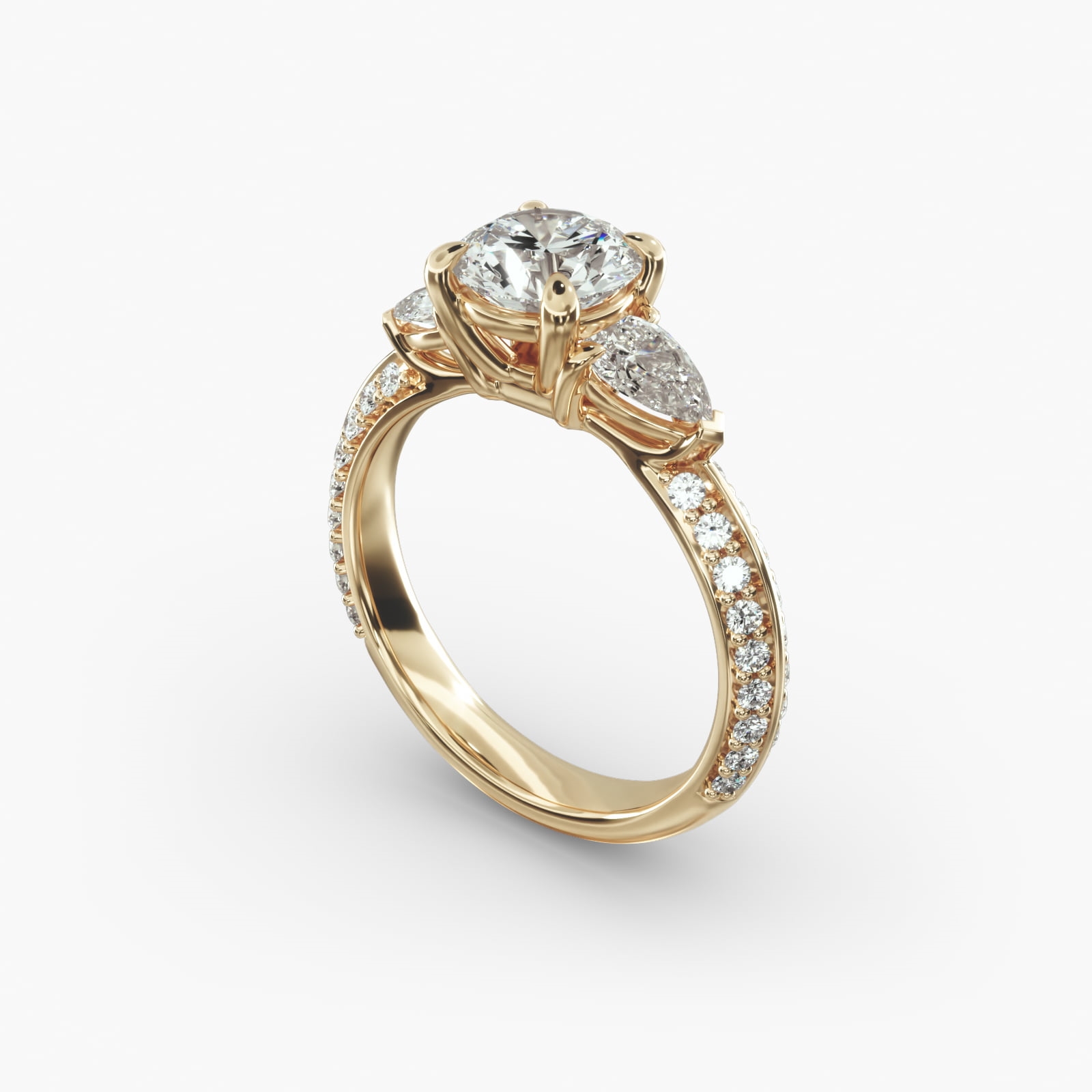 Knife Edge Pavé Engagement Ring Classic Basket Head