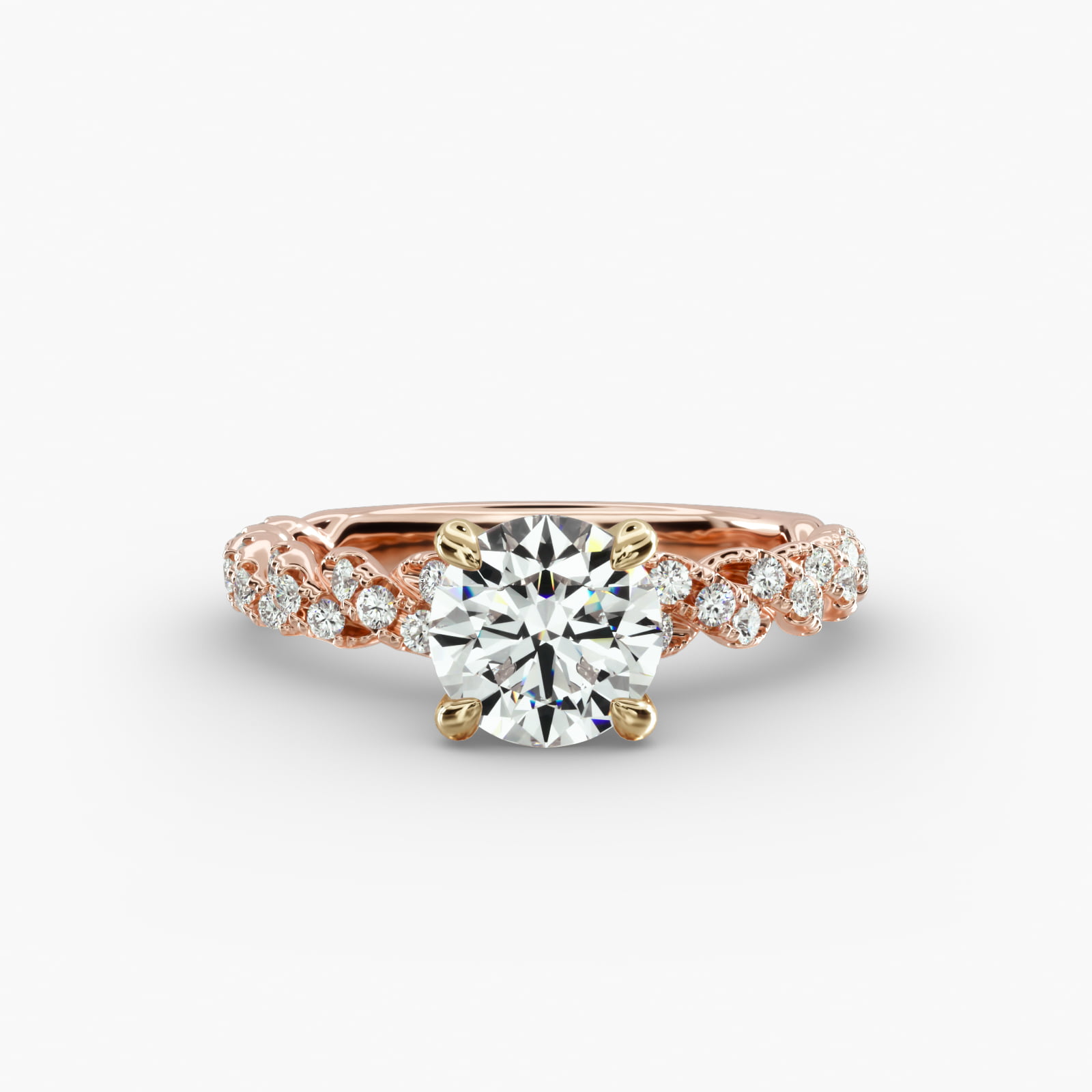 Twist Pavé Engagement Ring Classic Basket Head