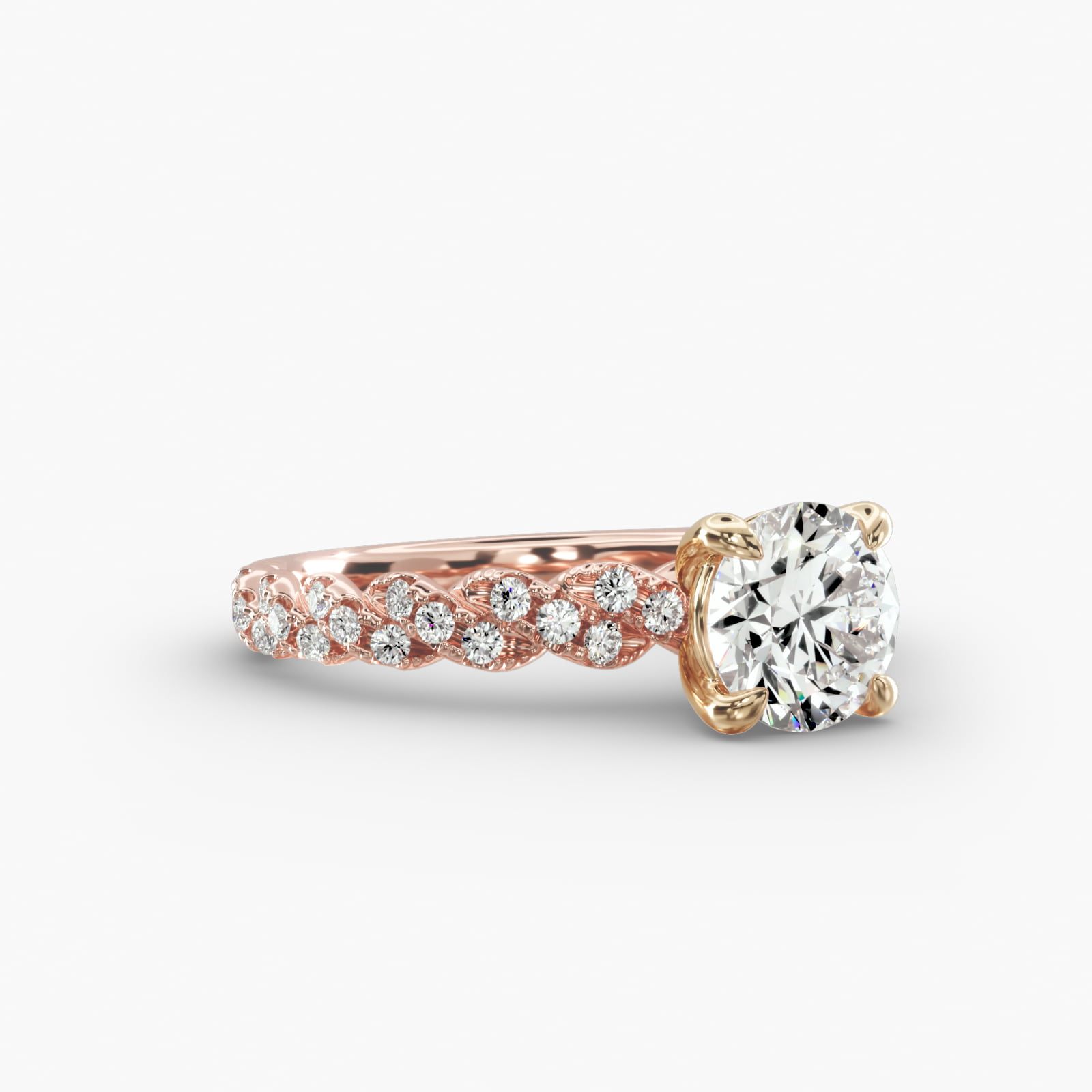 Twist Pavé Engagement Ring Classic Basket Head
