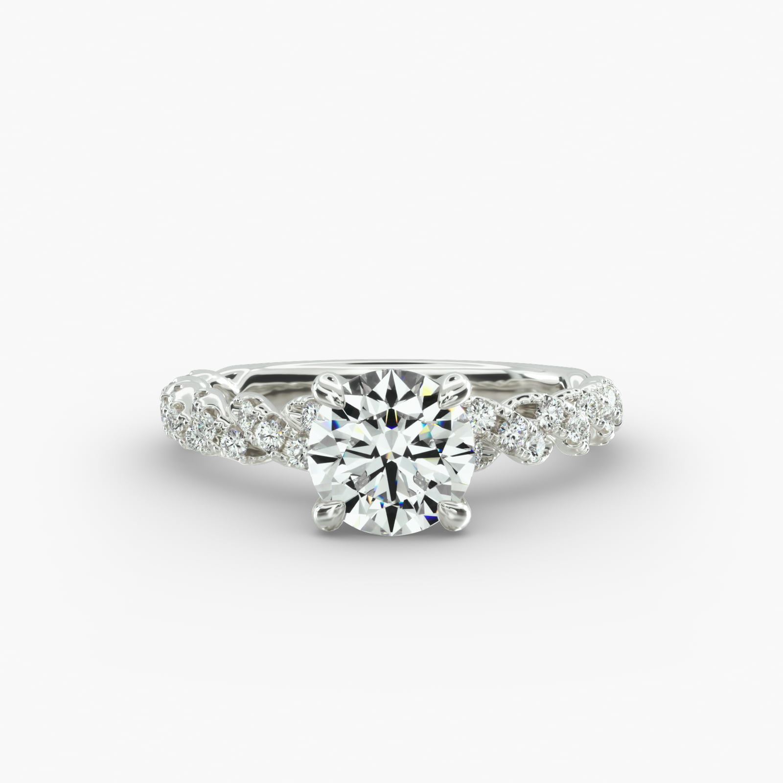Twist Pavé Engagement Ring Classic Basket Head