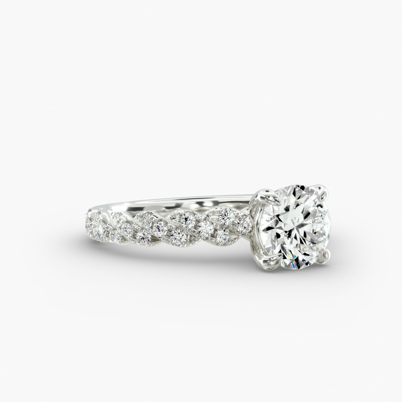 Twist Pavé Engagement Ring Classic Basket Head