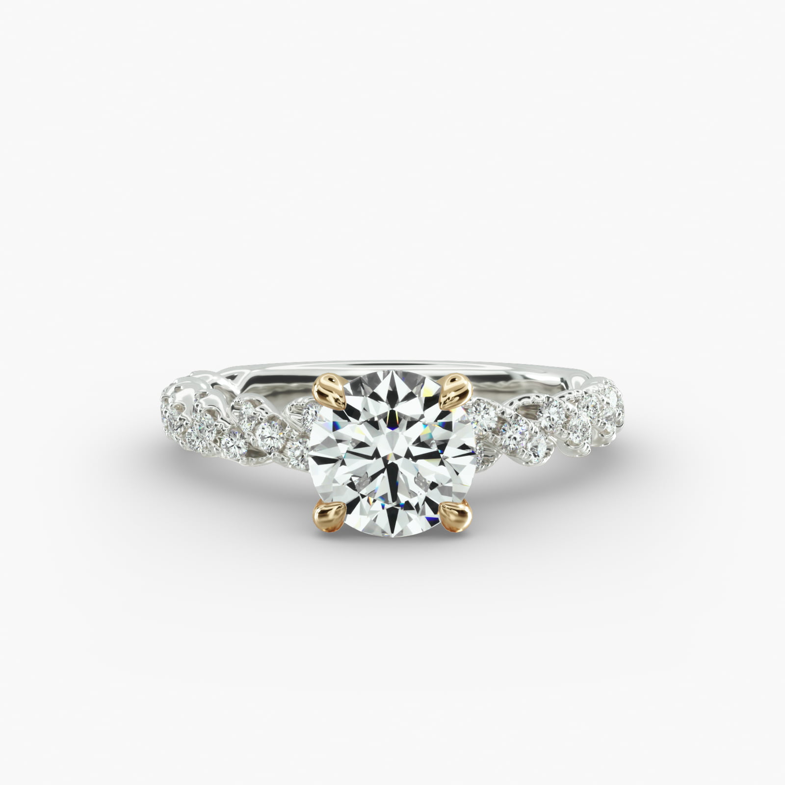 Twist Pavé Engagement Ring Classic Basket Head