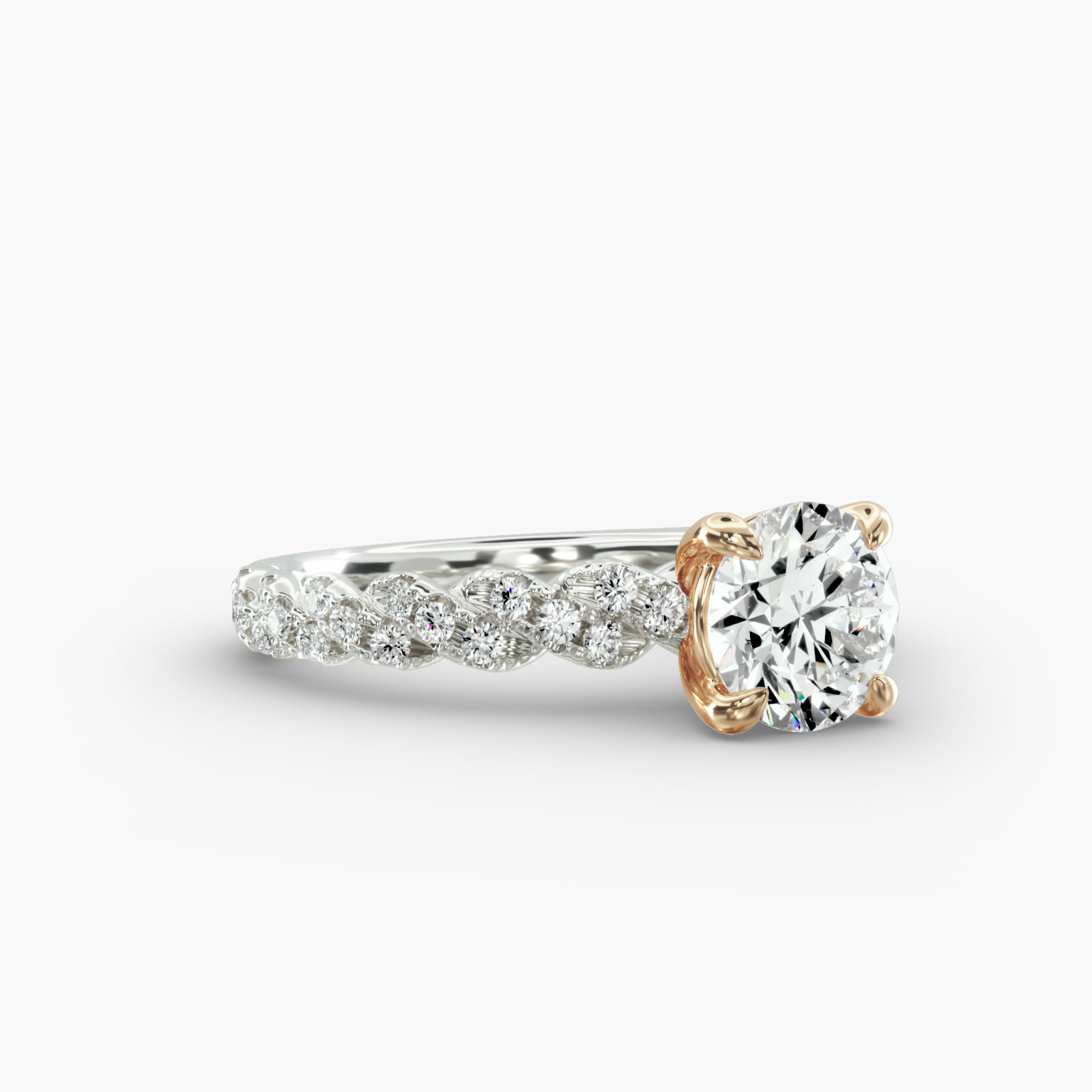 Twist Pavé Engagement Ring Classic Basket Head