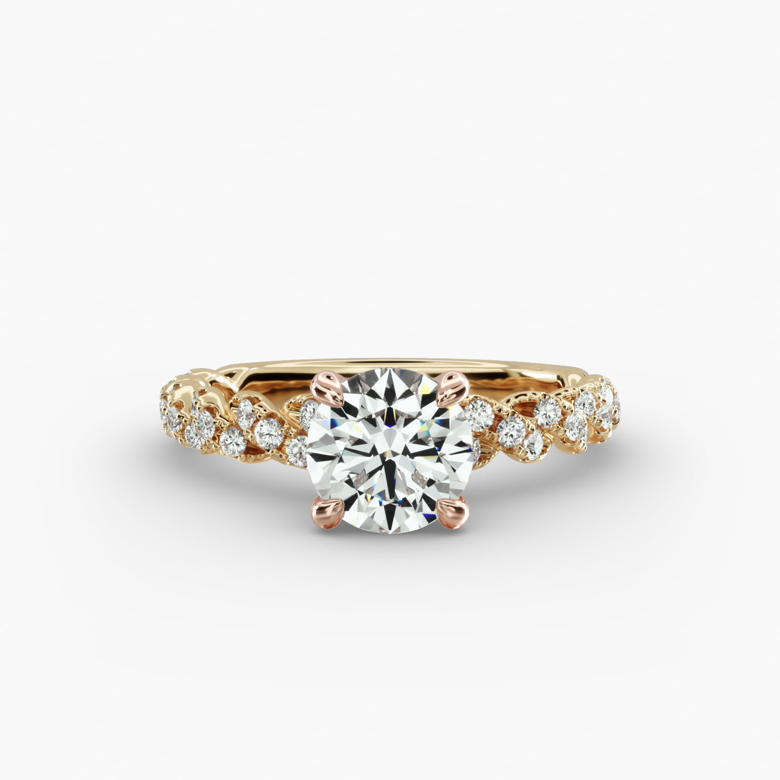 Twist Pavé Engagement Ring Classic Basket Head