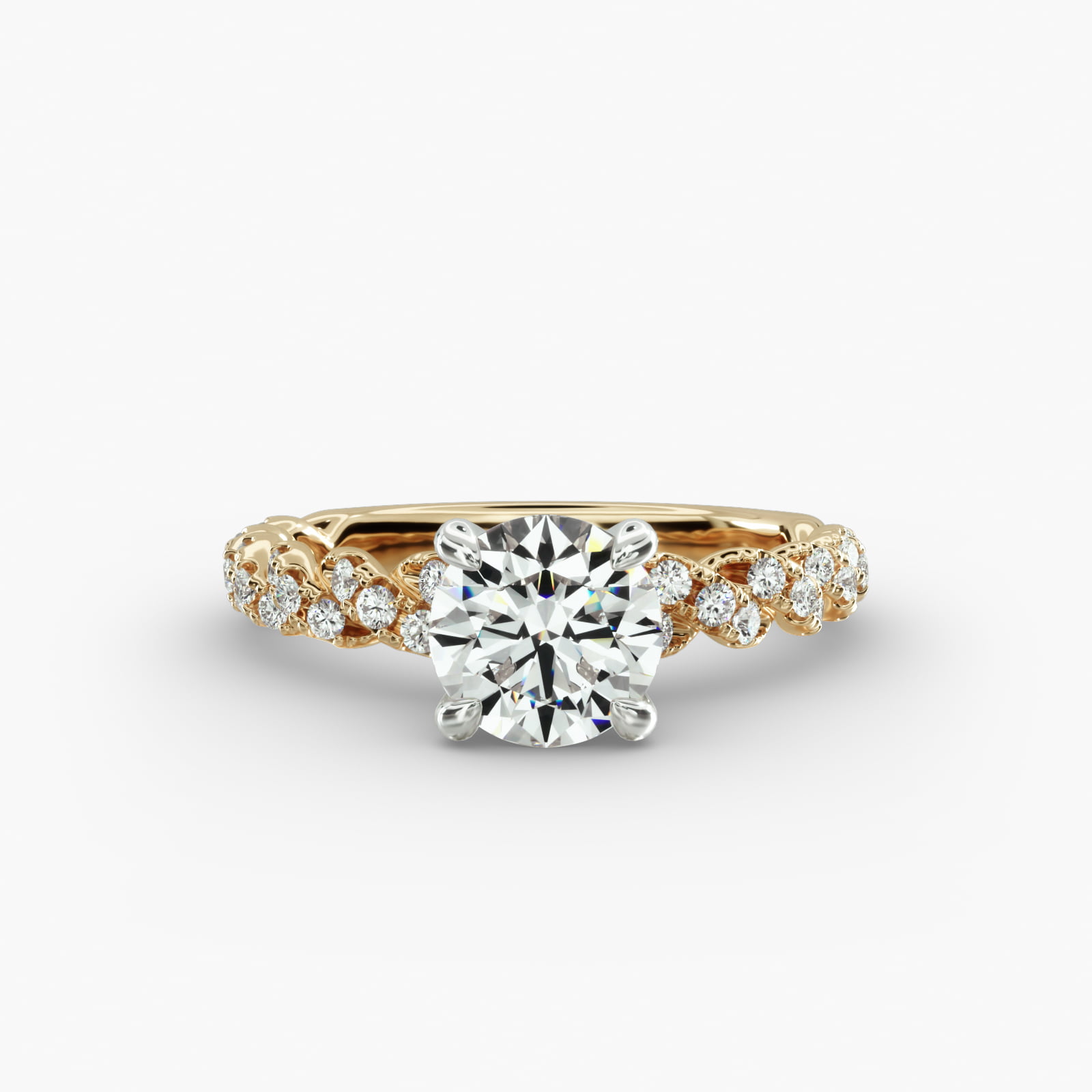 Twist Pavé Engagement Ring Classic Basket Head