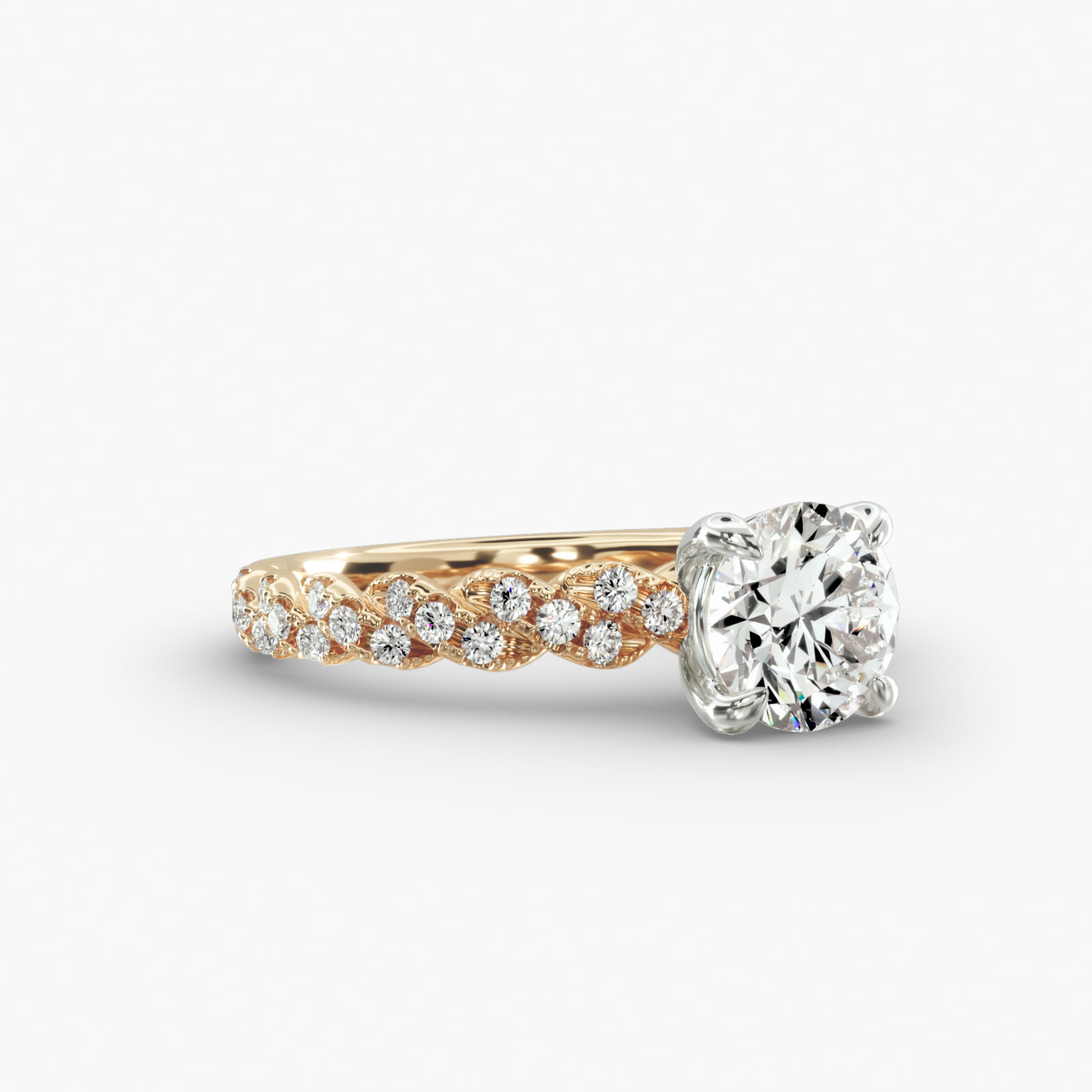 Twist Pavé Engagement Ring Classic Basket Head