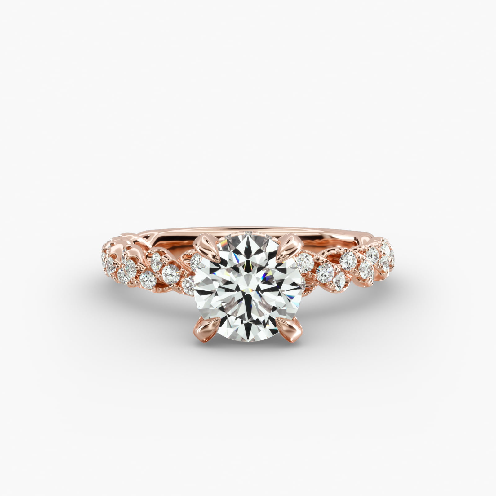 Twist Pavé Engagement Ring Diamond Basket Head