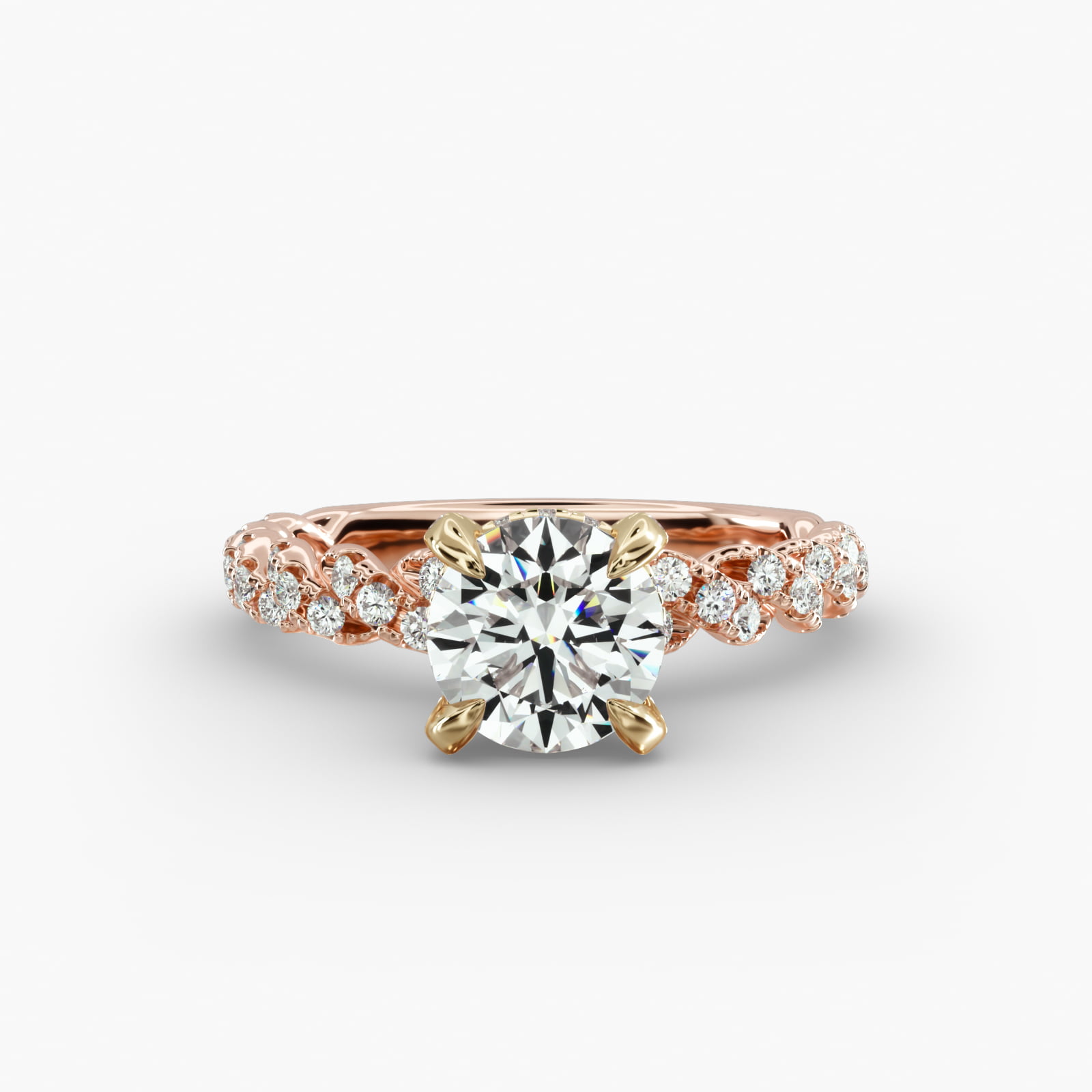 Twist Pavé Engagement Ring Diamond Basket Head