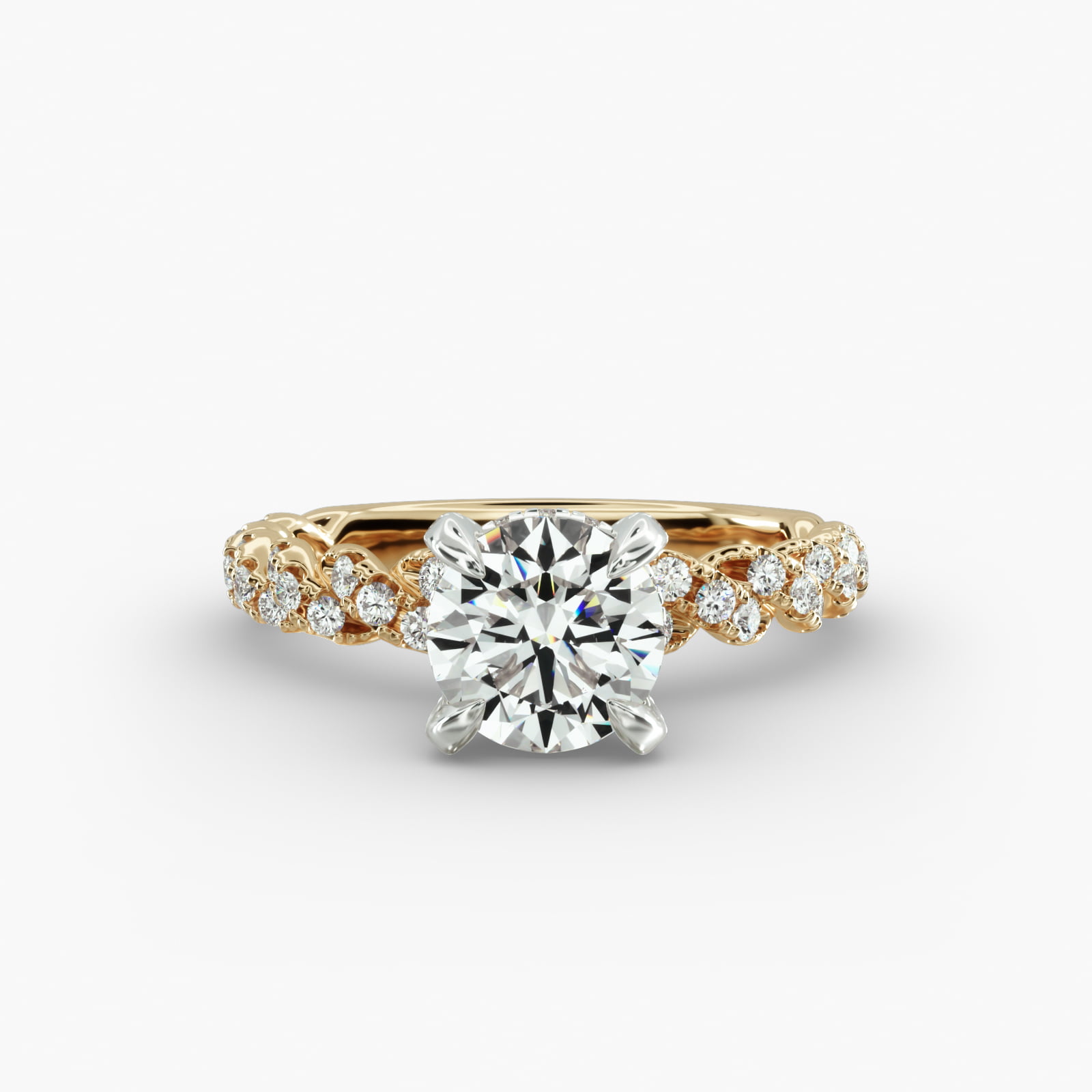 Twist Pavé Engagement Ring Diamond Basket Head