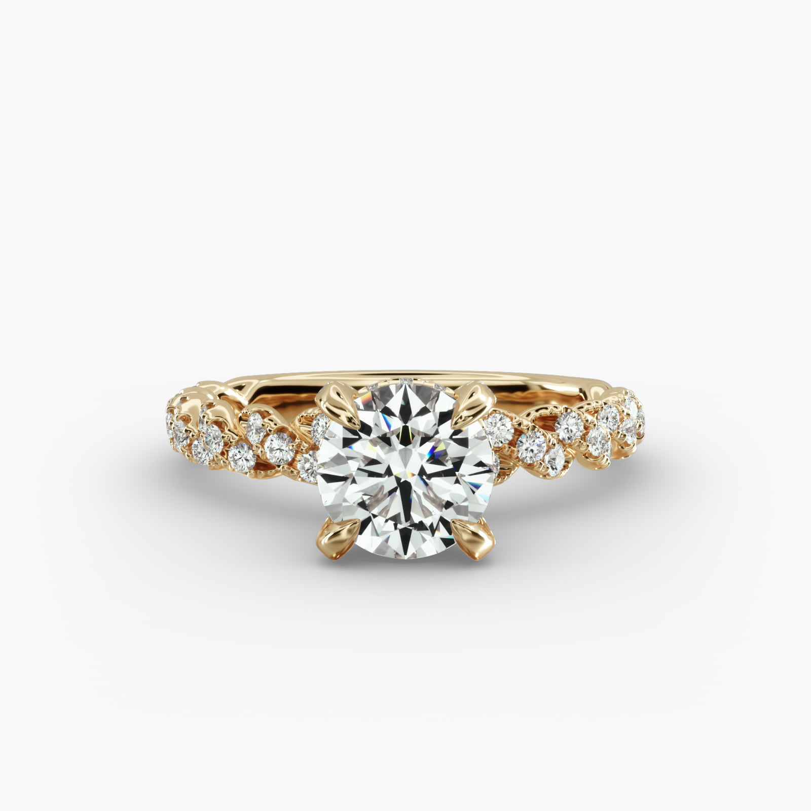 Twist Pavé Engagement Ring Diamond Basket Head