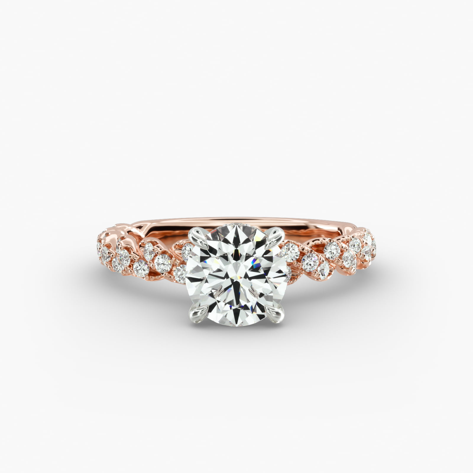 Twist Pavé Engagement Ring Hidden Halo Head
