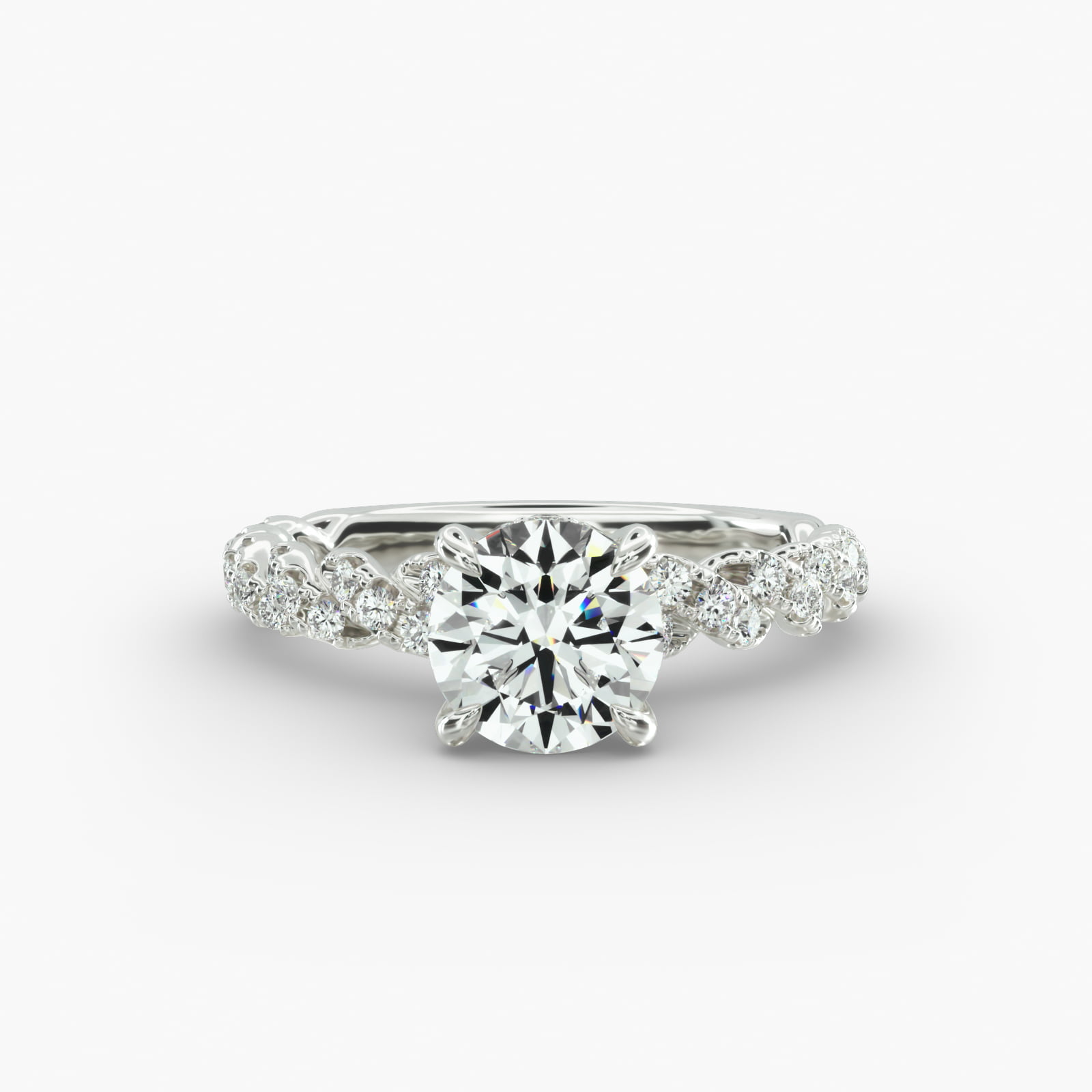Twist Pavé Engagement Ring Hidden Halo Head