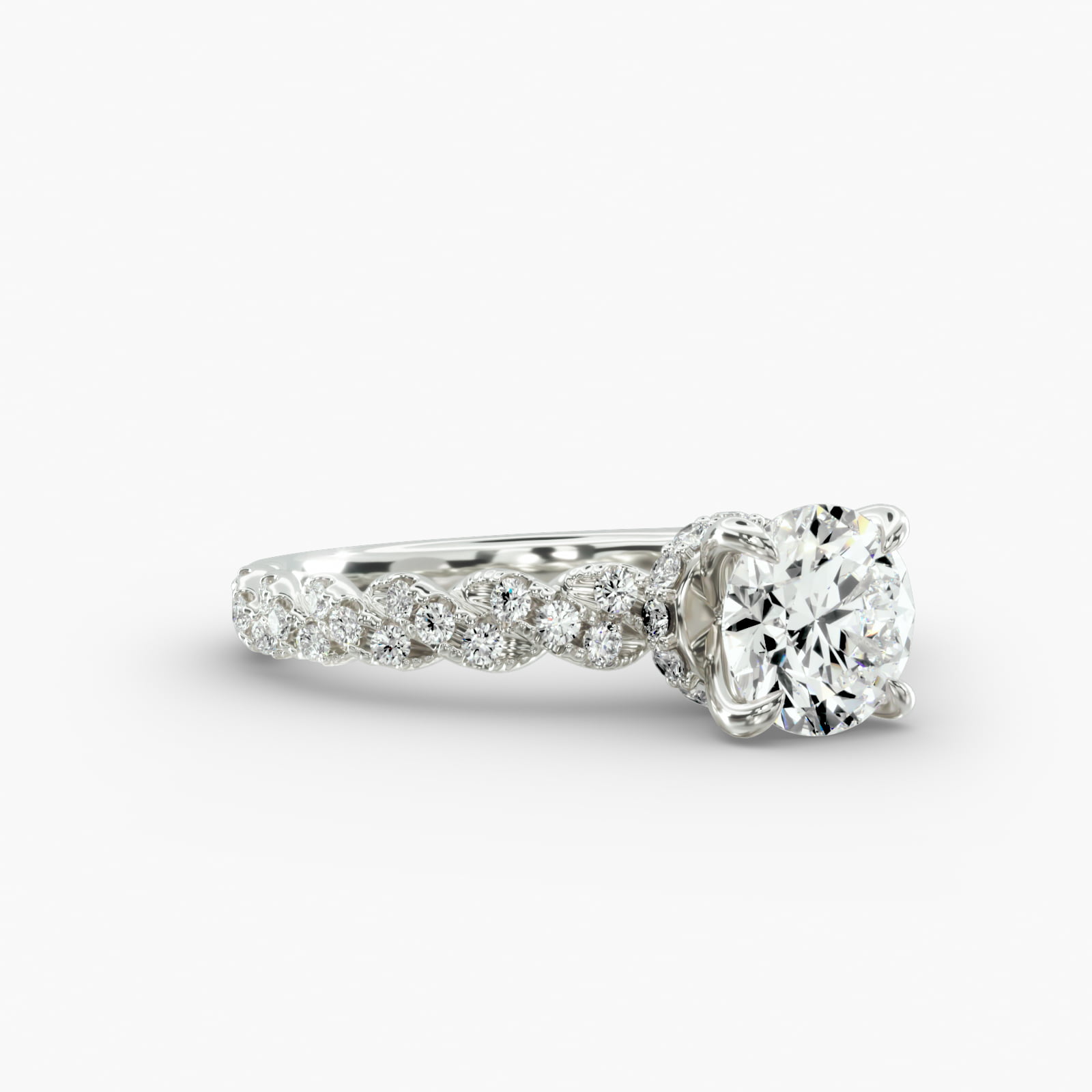 Twist Pavé Engagement Ring Hidden Halo Head