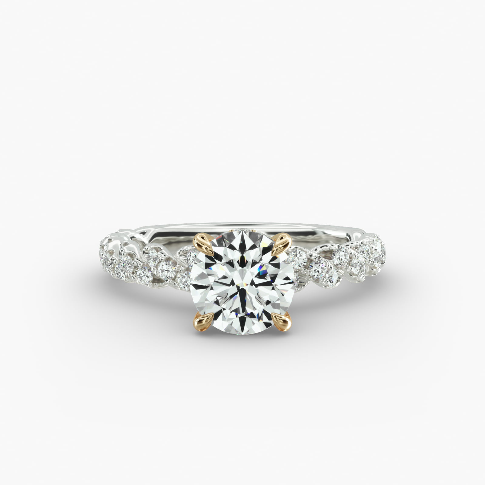 Twist Pavé Engagement Ring Hidden Halo Head