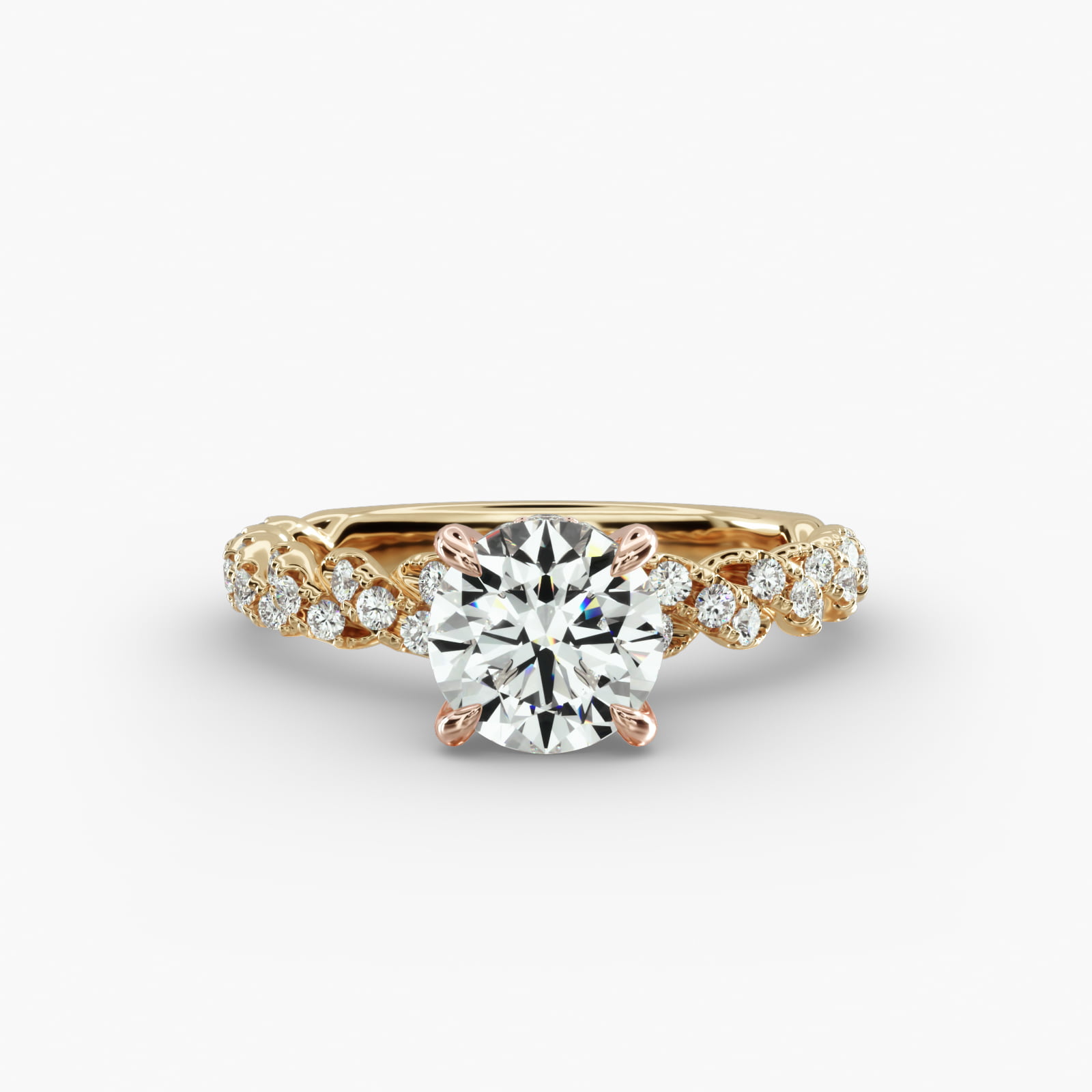 Twist Pavé Engagement Ring Hidden Halo Head