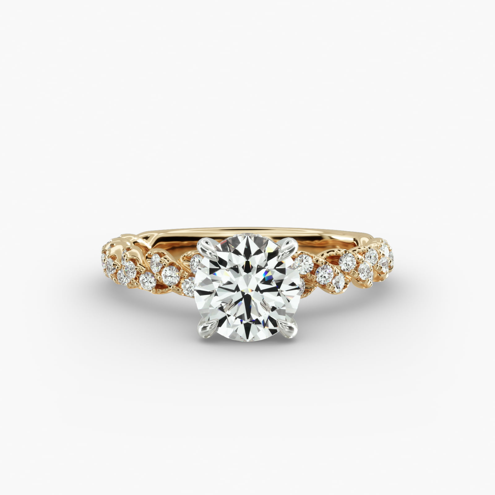Twist Pavé Engagement Ring Hidden Halo Head