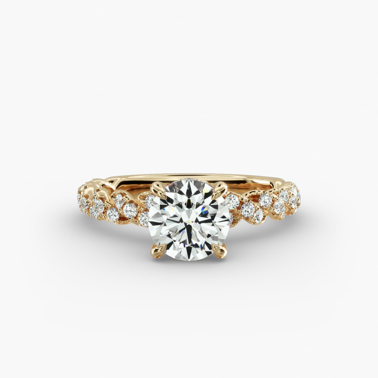 Twist Pavé Engagement Ring Hidden Halo Head