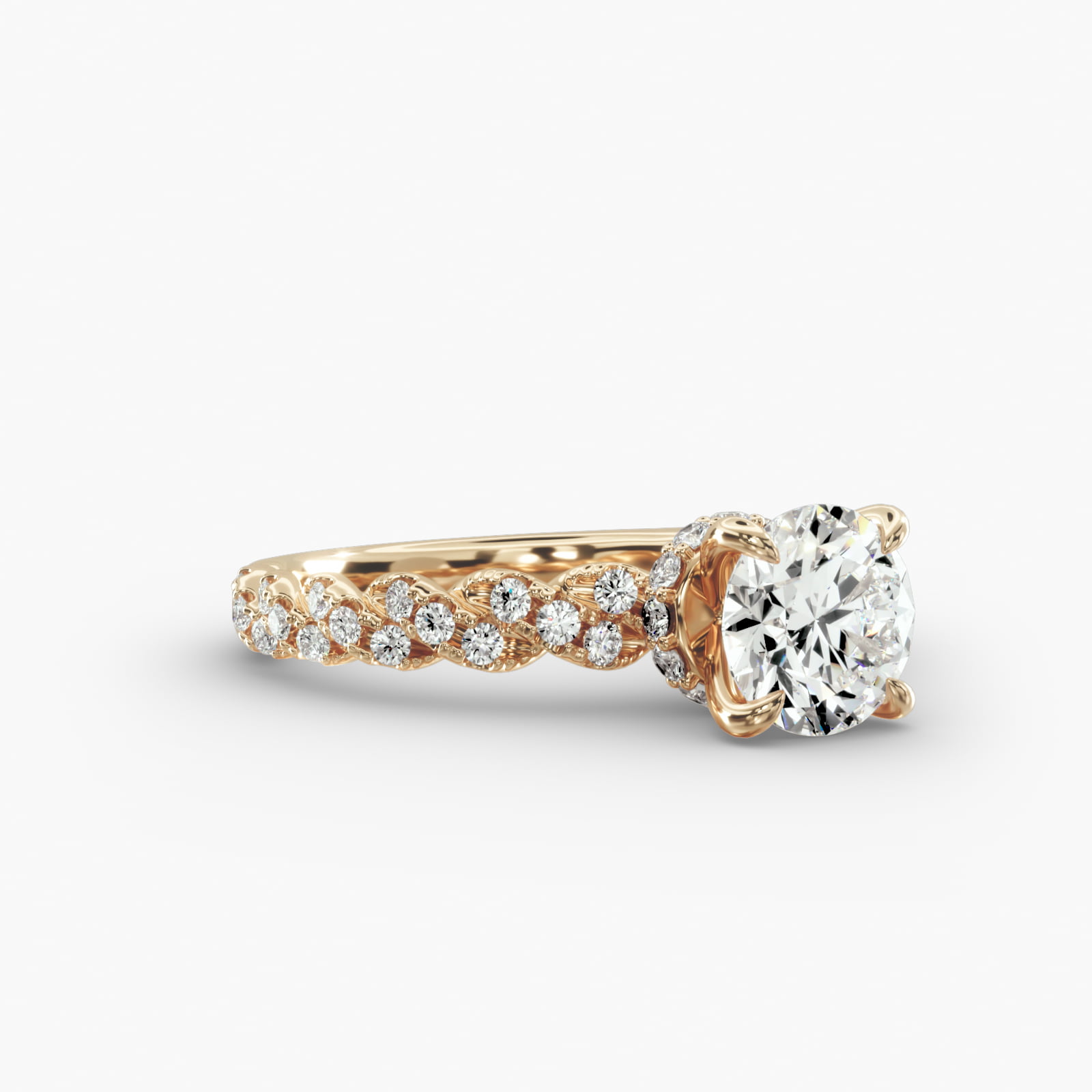 Twist Pavé Engagement Ring Hidden Halo Head