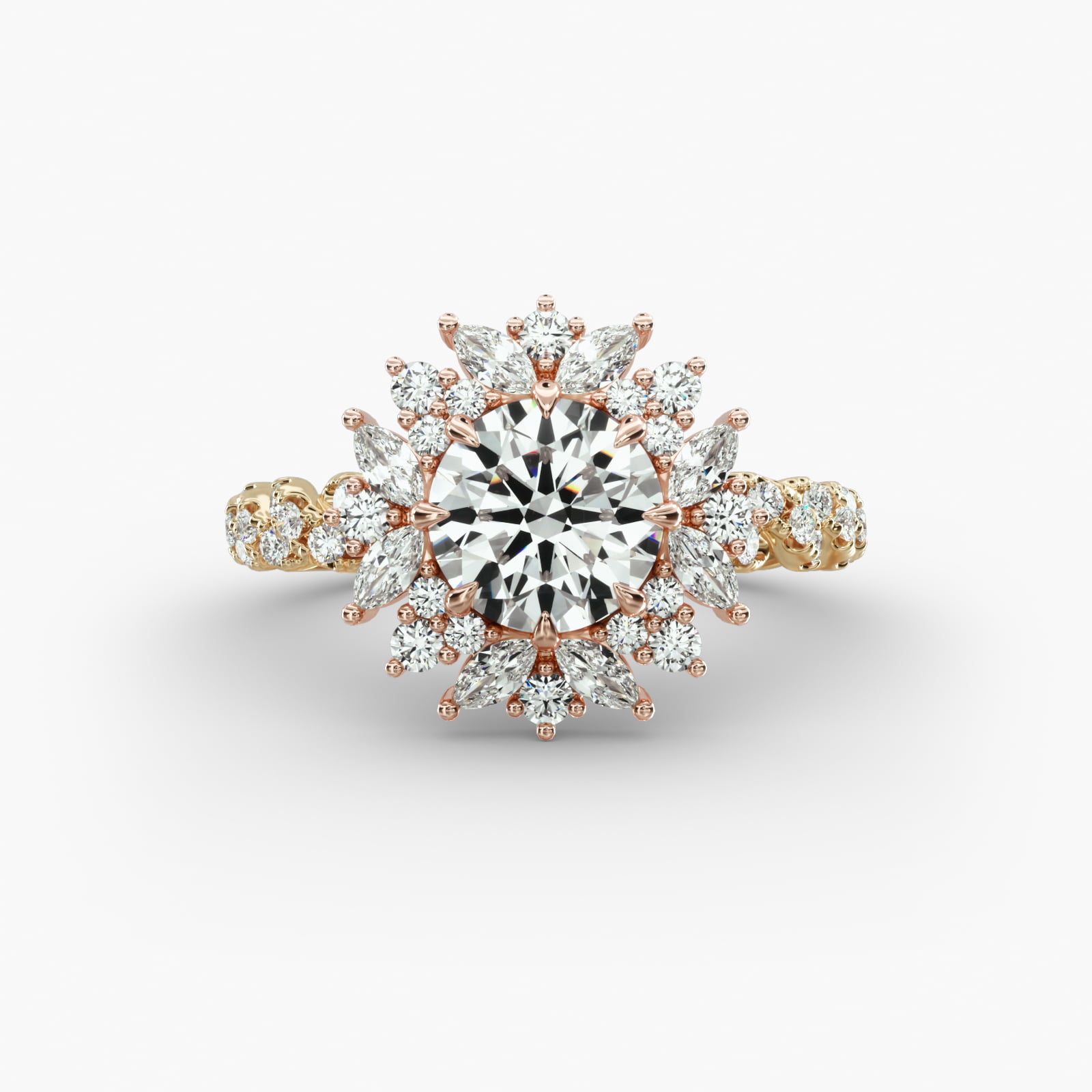 Twist Pavé Engagement Ring Fancy Halo Head