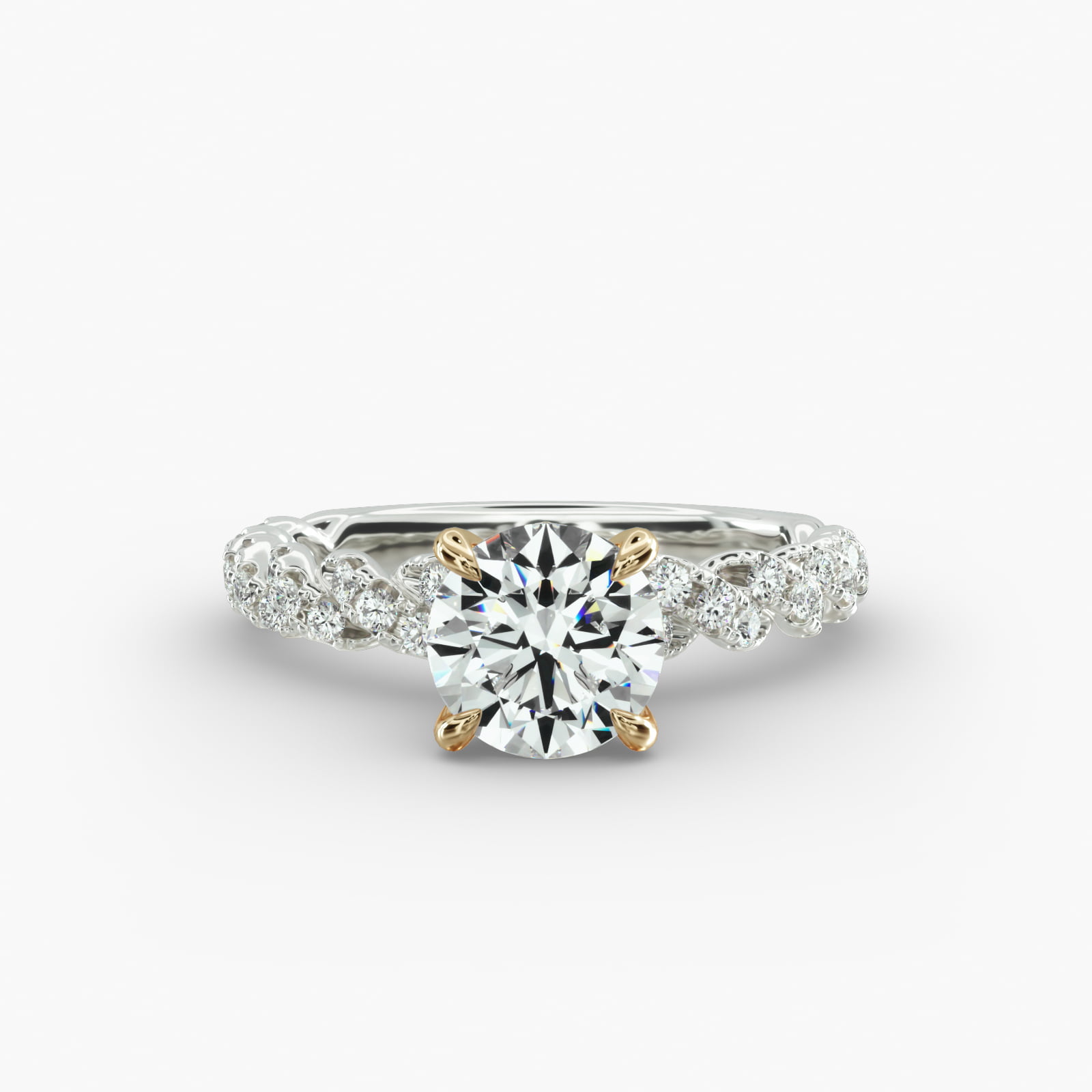 Twist Pavé Engagement Ring Clustered Diamond Head