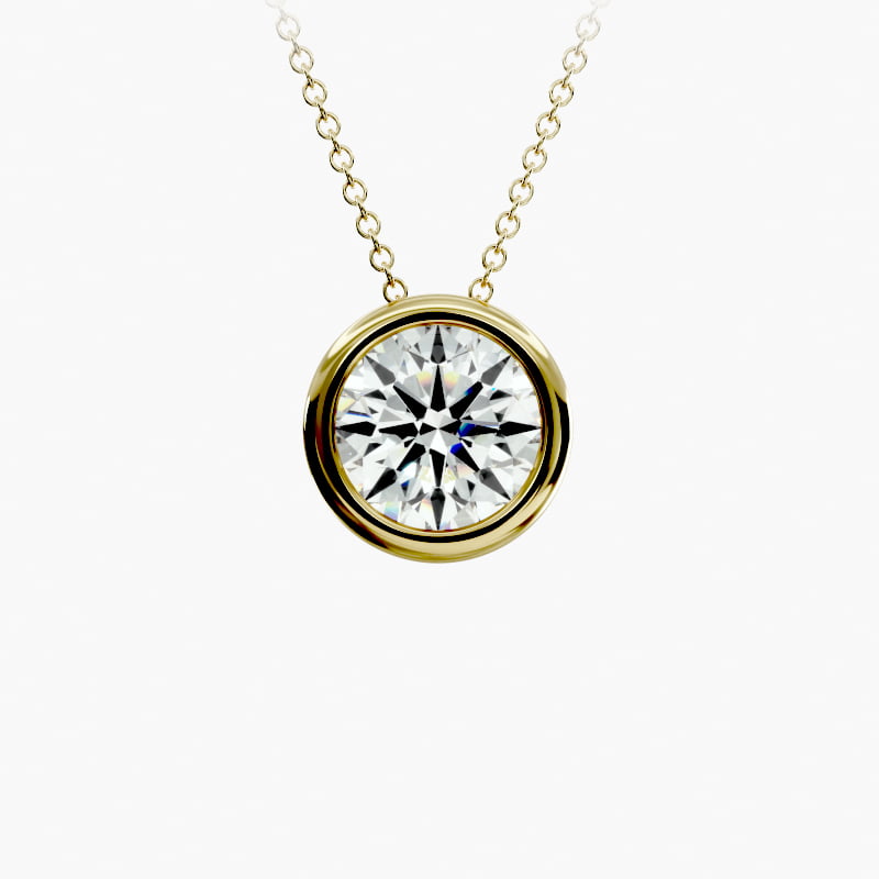 Bezel Diamond Pendant  In 14K Yellow Gold (Setting)
