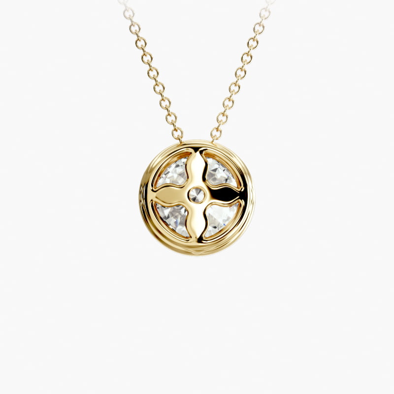 Bezel Diamond Pendant  In 14K Yellow Gold (Setting)