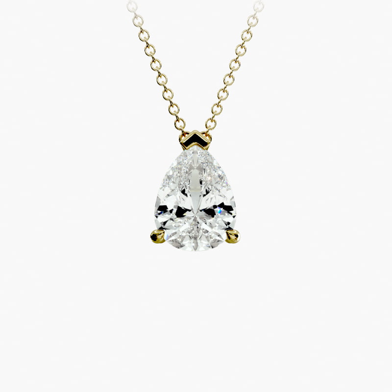 Point Up Pear Cut Diamond Solitaire Pendant   In 14K Yellow Gold (Setting)