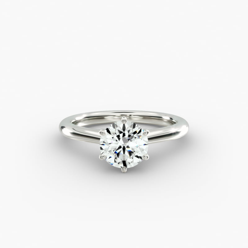 Round 1.5 CT Certified Lab-Grown Diamond Six Prong Petite Nouveau Solitaire Engagement Ring In Platinum