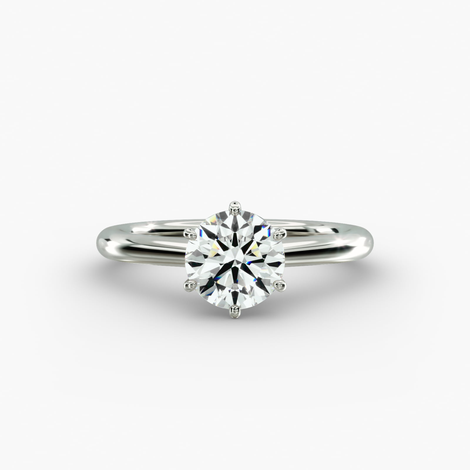 Round 1.5 CT Certified Lab-Grown Diamond Six Prong Petite Nouveau Solitaire Engagement Ring In Platinum