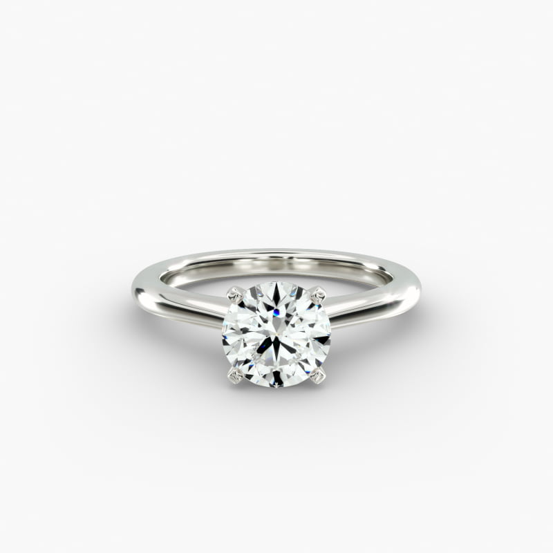 Round 1.5 CT Certified Diamond Petite Solitaire Engagement Ring In Platinum