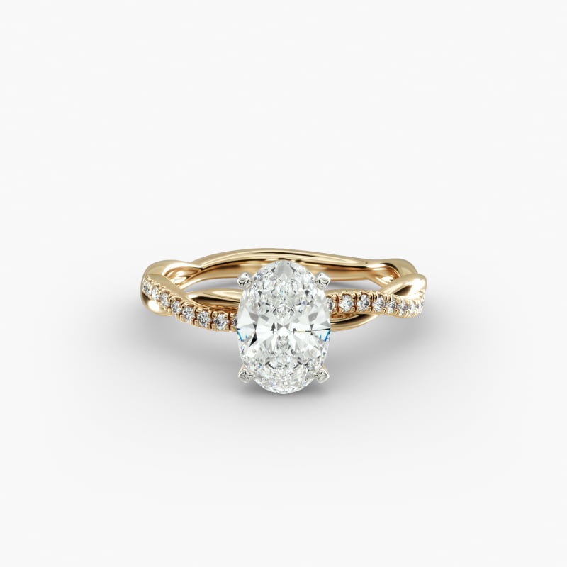 Oval Cut 1 CT Certified Lab-Grown Diamond Petite Twist Engagement Ring In 14K Yellow Gold