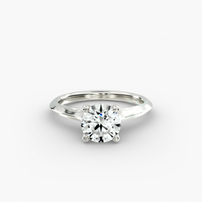 Knife Edge Lotus Bridge Solitaire Plus Diamond Engagement Ring in Platinum