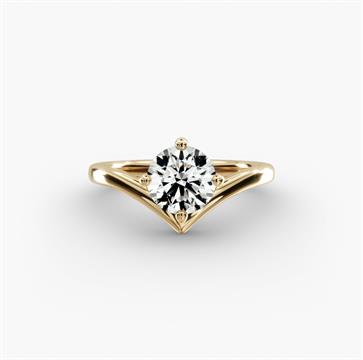 Chevron Solitaire Engagement Ring in 14k Yellow Gold