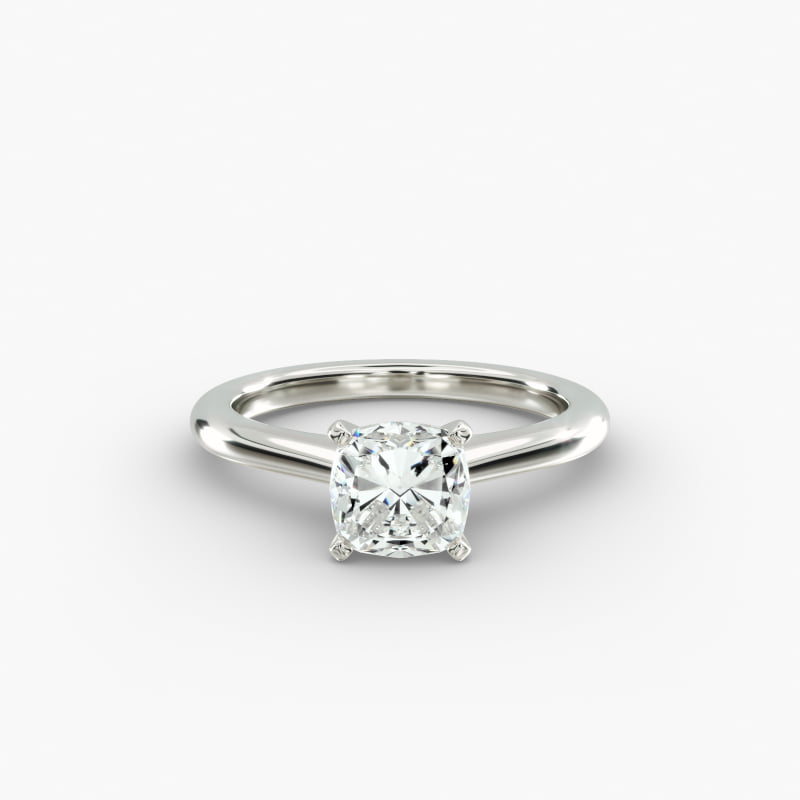 Petite Solitaire Engagement Ring in 14k White Gold