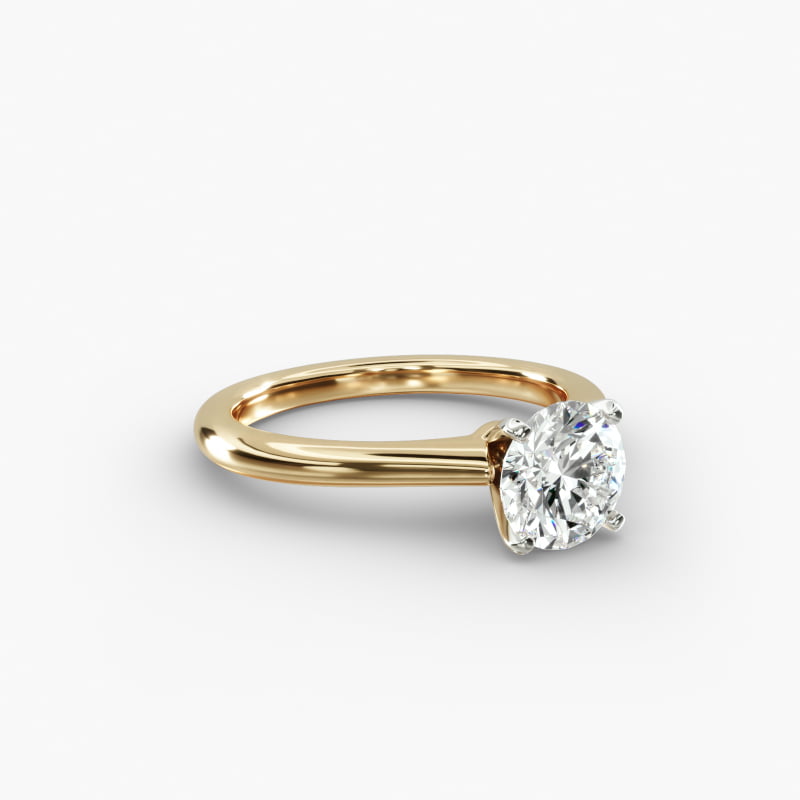 Petite Solitaire Engagement Ring in 14k Yellow Gold