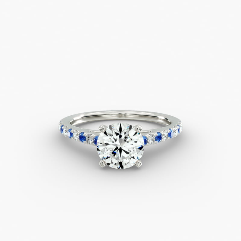 Riviera Micropavé Sapphire and Diamond Engagement Ring in Platinum
