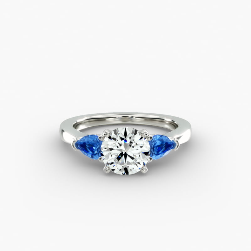 Classic Pear Shaped Sapphire Engagement Ring in 14k White Gold