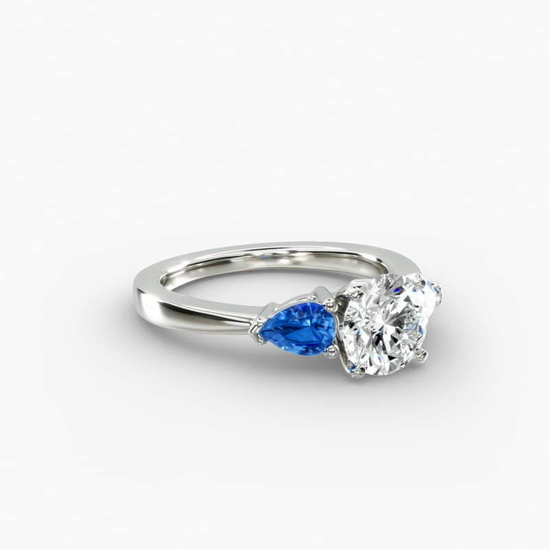 Classic Pear Shaped Sapphire Engagement Ring in 18k White Gold