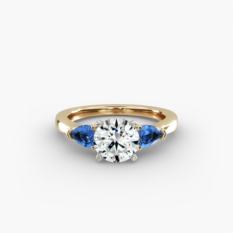 Classic Pear Shaped Sapphire Engagement Ring in 14K Yellow Gold