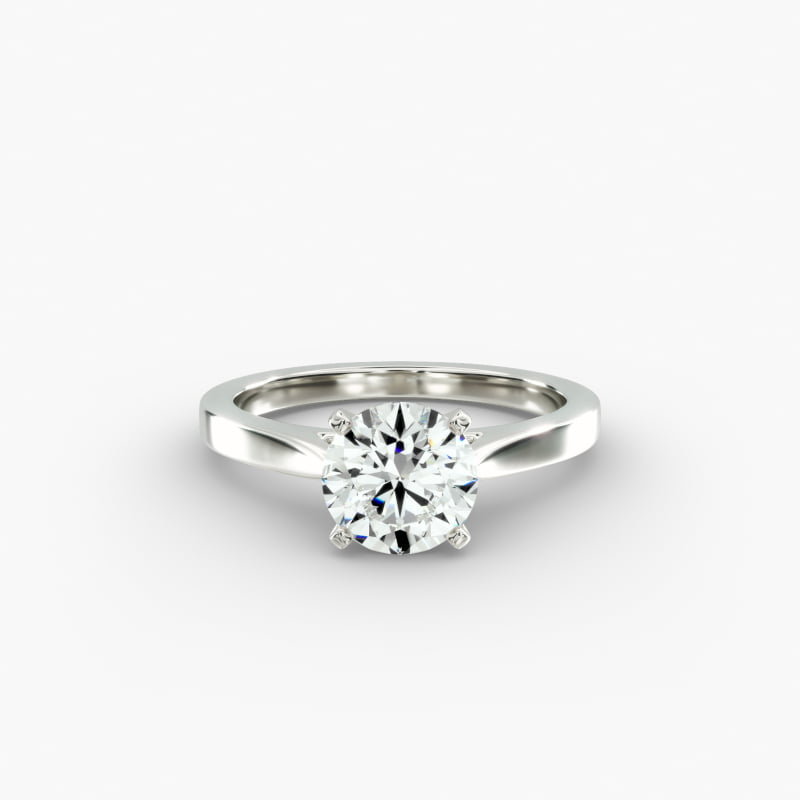 Petite Cathedral Solitaire Engagement Ring in 14k White Gold
